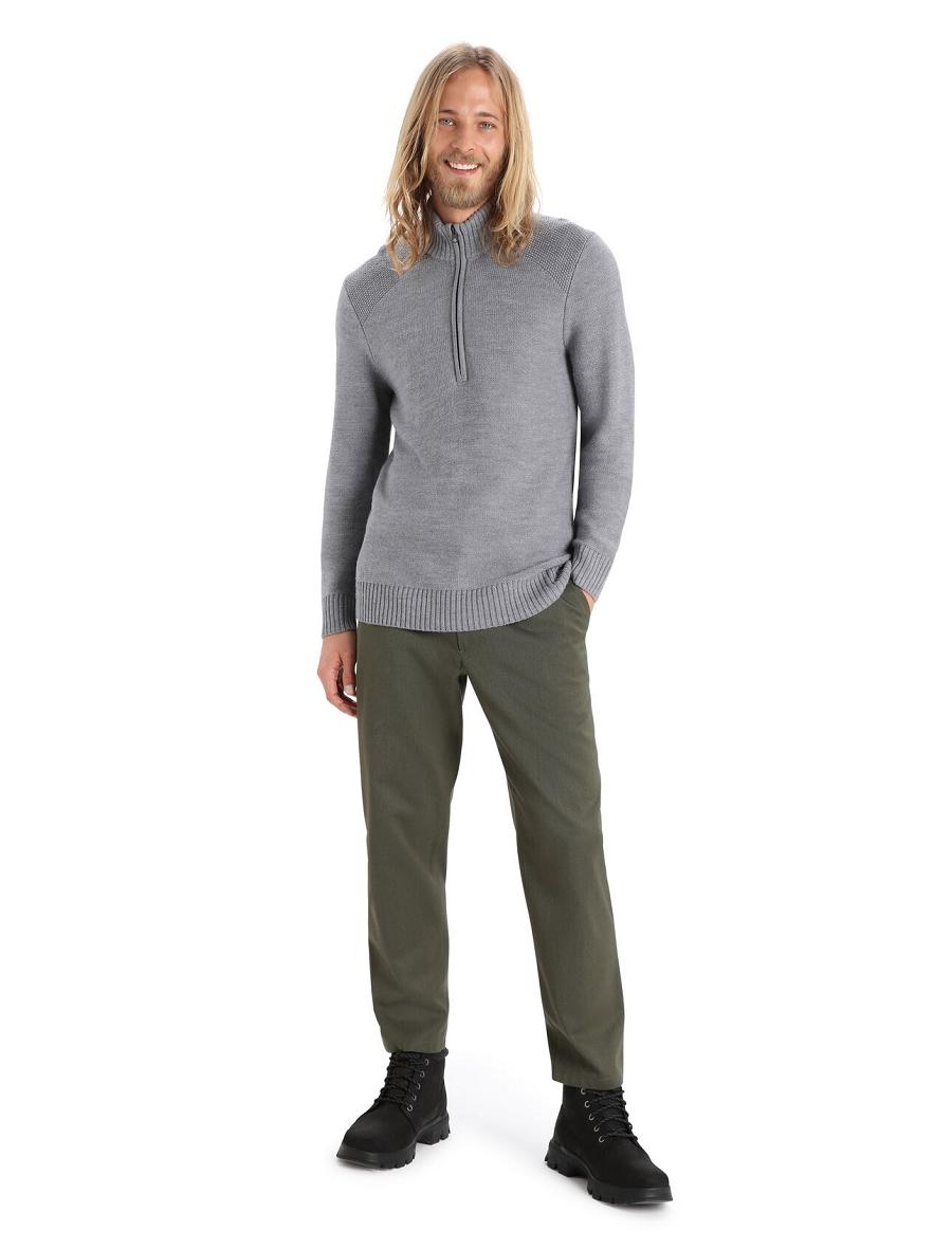 Gritstone Heather Icebreaker Merino Waypoint Long Sleeve Half Zip Top Men's Hoodie | AU 1252SGLO